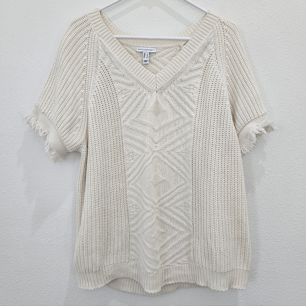 V-Neck Raglan Sleeve Knit Sweater